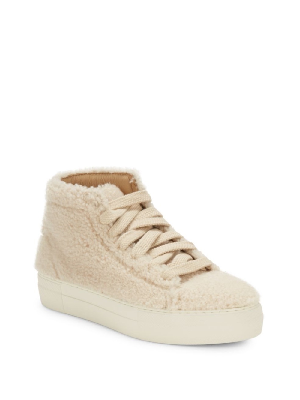 Helmut Lang Cream Hi Top Shearling Sneakers Size 38.5 EU $575